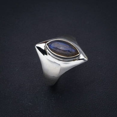 StarGems® Natural Labradorite Handmade 925 Sterling Silver Ring 7.25 F2641