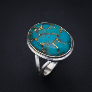 StarGems  Natural Copper Turquoise Handmade 925 Sterling Silver Ring 9.75 F2200