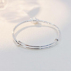 StarGems  Adjustable Triple Bell Twisted Band Handmade 990 Sterling Silver Bangle Bracelet For Women Cb0270