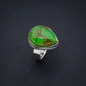 StarGems  Natural Copper Turquoise Hammered Handmade 925 Sterling Silver Ring 7 F3176