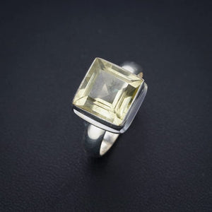 StarGems® Natural Green Amethyst Handmade 925 Sterling Silver Ring 7.75 F0344