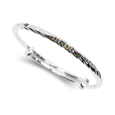 StarGems  Adjustable '520' '1314' ‘yujian’ Handmade 999 Sterling Silver Bangle Bracelet For Women Cb0190