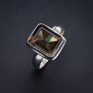 StarGems Natural Smoky Quartz Handmade 925 Sterling Silver Ring 7 E9192