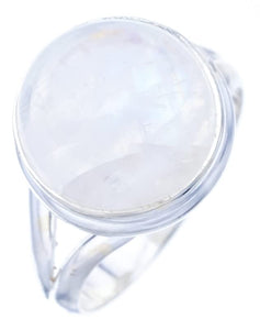 StarGems  Natural Moonstone Handmade 925 Sterling Silver Ring 6.75 F0752