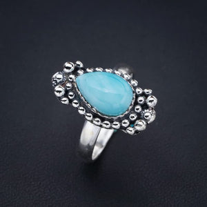 StarGems  Natural Larimar Handmade 925 Sterling Silver Ring 9 F1513