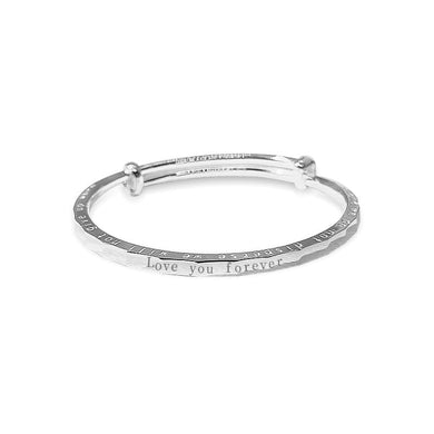 StarGems® Adjustable 'love you forever' Handmade 999 Sterling Silver Bangle Bracelet For Women Cb0180