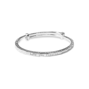 StarGems® Adjustable 'love you forever' Handmade 999 Sterling Silver Bangle Bracelet For Women Cb0180