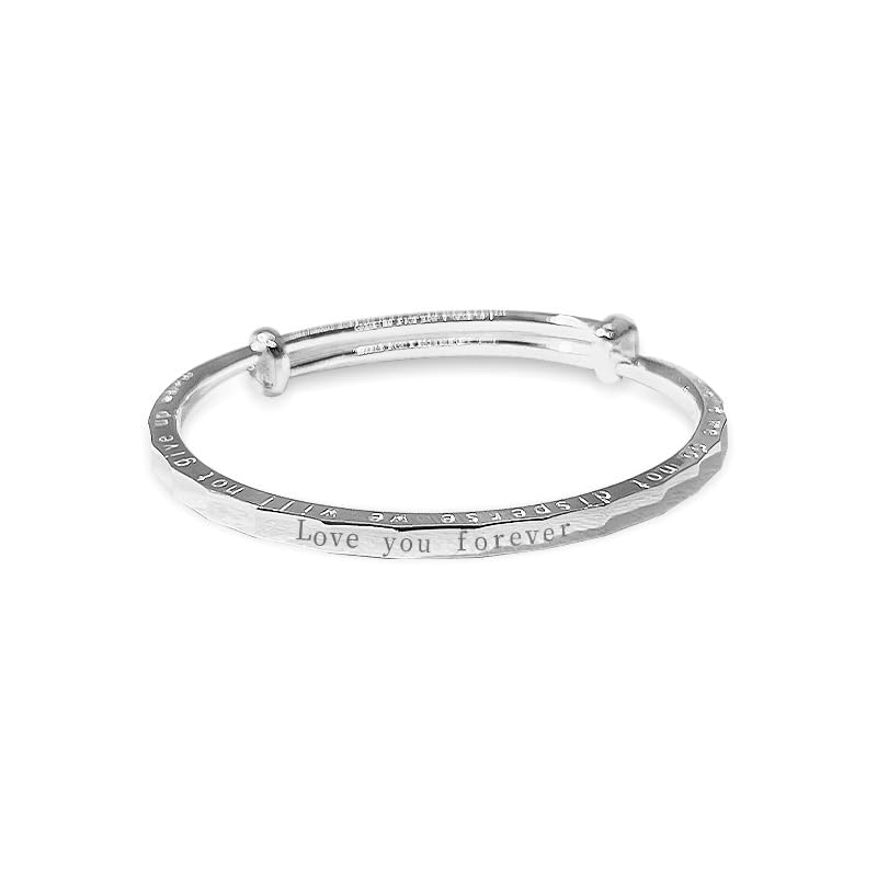 StarGems  Adjustable 'love you forever' Handmade 999 Sterling Silver Bangle Bracelet For Women Cb0180