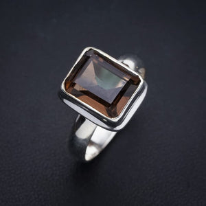 StarGems® Natural Smoky Quartz Handmade 925 Sterling Silver Ring 8.5 E9183