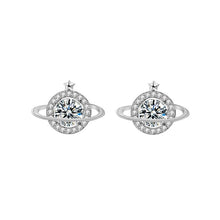 StarGems® 0.5ct Moissanite 925 Silver Platinum Plated Zirconia Planet-shape Stud B4636