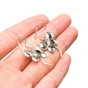 StarGems  Natural Smoky Quartz Butterfly Handmade 925 Sterling Silver Earrings 1 1/2" T4802