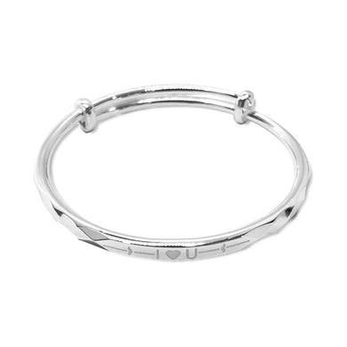 StarGems  Adjustable I love U Handmade 999 Sterling Silver Bangle Bracelet For Women Cb0189
