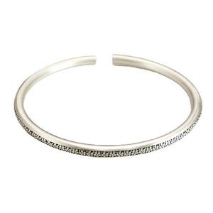 StarGems  Opening Chiseled Plum Blossom Handmade 999 Sterling Silver Bangle Cuff Bracelet For Women Cb0032