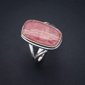 StarGems® Natural Rhodochrosite Handmade 925 Sterling Silver Ring 8 F1879