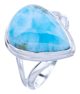 StarGems  Natural Larimar Handmade 925 Sterling Silver Ring 7.25 F1467