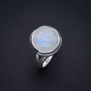 StarGems  Natural Moonstone Handmade 925 Sterling Silver Ring 6 F2706