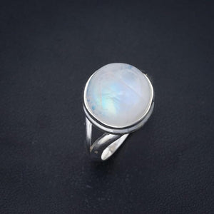 StarGems  Natural Moonstone Handmade 925 Sterling Silver Ring 8 F2505