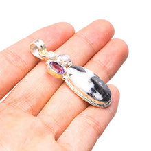 StarGems® Natural Pinolith Jasper,Amethyst and River Pearl Handmade 925 Sterling Silver Pendant 2" T2800