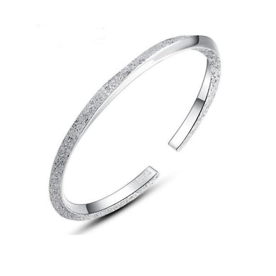 StarGems  Opening Mobius Sand Blasted Handmade 999 Sterling Silver Bangle Cuff Bracelet For Women Cb0000