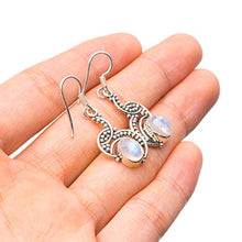 StarGems  Natural Rainbow Moonstone Handmade Mexican 925 Sterling Silver Earrings 1 1/4" T5096