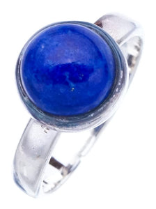 StarGems® Natural Lapis Lazuli Handmade 925 Sterling Silver Ring 5 F1797