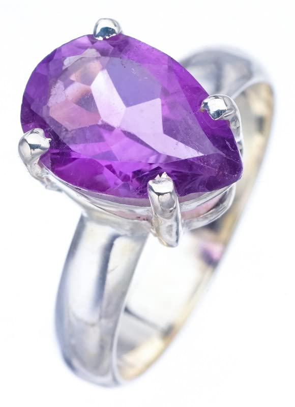 StarGems  Natural Amethyst Handmade 925 Sterling Silver Ring 8.25 F3068