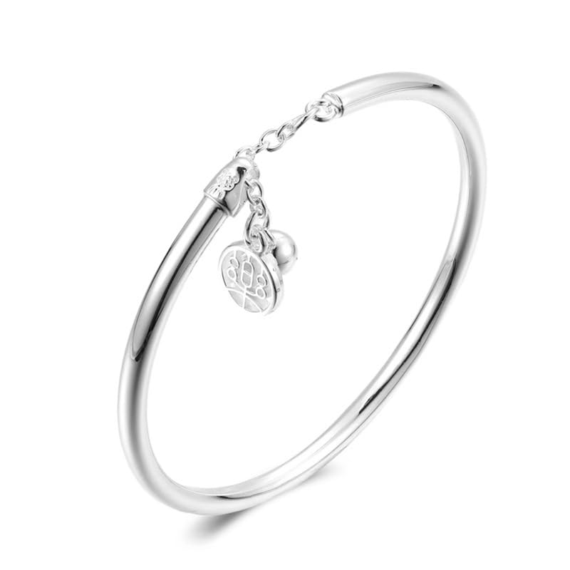 StarGems  Opening Bell and 'joy' Handmade 999 Sterling Silver Bangle Cuff Bracelet For Women Cb0082