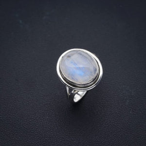 StarGems® Natural Moonstone Handmade 925 Sterling Silver Ring 4.25 F0769