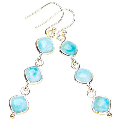 StarGems Natural Caribbean Larimar Handmade 925 Sterling Silver Earrings 2