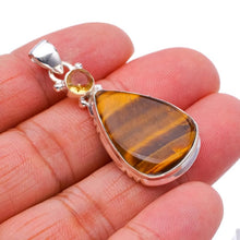 StarGems® Natural Tiger Eye CitrineHandmade 925 Sterling Silver Pendant 1.75" F3900