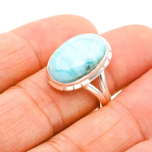 StarGems  Natural Larimar Handmade 925 Sterling Silver Ring 8 F0211