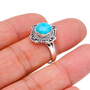 StarGems  Natural Turquoise Handmade 925 Sterling Silver Ring 8.25 F2360