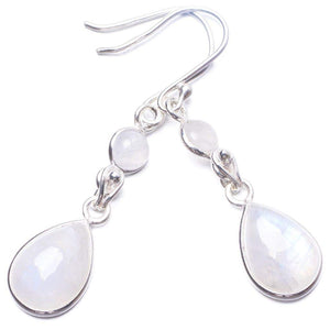 StarGems  Natural Moonstone Handmade Unique 925 Sterling Silver Earrings 2" Y3527