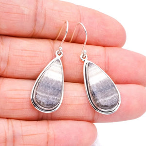 StarGems® Natural Zebra Calcite Handmade 925 Sterling Silver Earrings 1.75" F5513