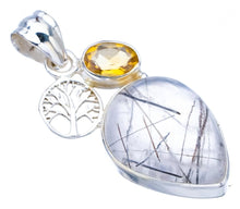 StarGems  Natural Rutilated Quartz Citrine Tree Handmade 925 Sterling Silver Pendant 1.5" F3923