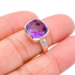 StarGems® Natural Amethyst Handmade 925 Sterling Silver Ring 7 F2901