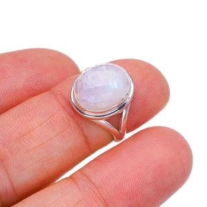 StarGems  Natural Moonstone Handmade 925 Sterling Silver Ring 5 F2515