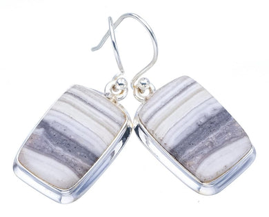 StarGems  Natural Zebra Calcite Handmade 925 Sterling Silver Earrings 1.5