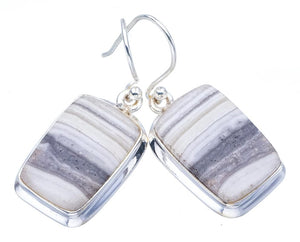 StarGems  Natural Zebra Calcite Handmade 925 Sterling Silver Earrings 1.5" F5537