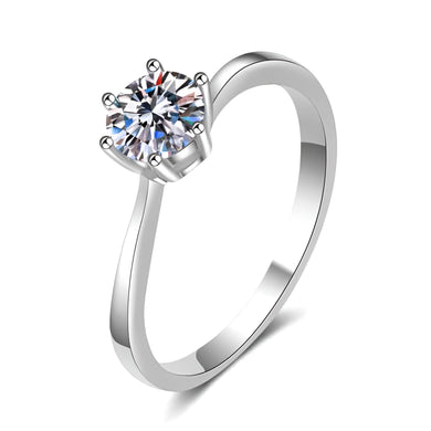 StarGems® Six Prong Simplism 0.8ct Moissanite 925 Silver Platinum Plated Ring RX015