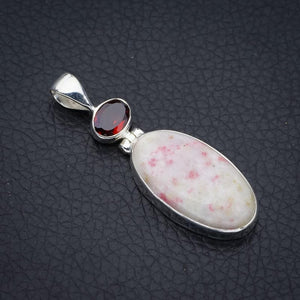 StarGems  Natural Rhodonite GarnetHandmade 925 Sterling Silver Pendant 1.75" F3781