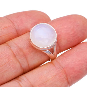 StarGems  Natural Moonstone Handmade 925 Sterling Silver Ring 8 F2544