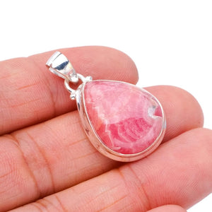 StarGems  Natural Rhodochrosite Handmade 925 Sterling Silver Pendant 1.25" F4956