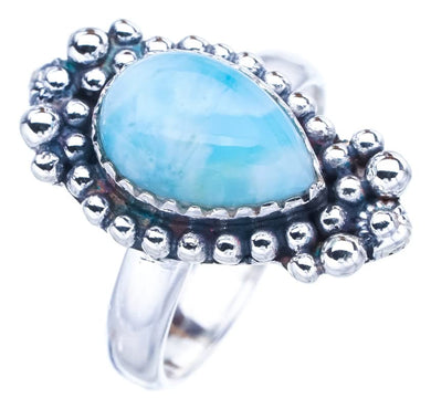 StarGems® Natural Larimar Handmade 925 Sterling Silver Ring 7 F1587