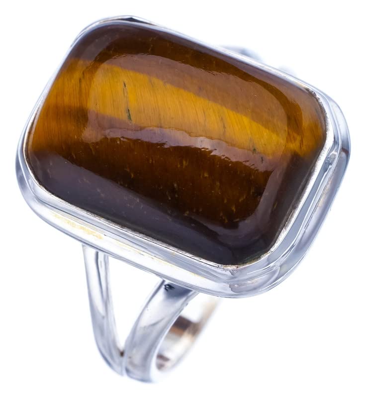 StarGems  Natural Tigers Eye Handmade 925 Sterling Silver Ring 9.5 F1884