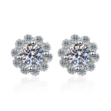 StarGems® 0.5ct Moissanite 925 Silver Platinum Plated Zirconia Surrounded Daisy Stud B4685