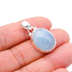 StarGems® Natural Milky Aquamarine Handmade 925 Sterling Silver Pendant 1.25" F3992