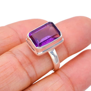 StarGems  Natural Amethyst Handmade 925 Sterling Silver Ring 7.75 F2829