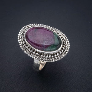 StarGems  Natural Ruby Zoisite Handmade 925 Sterling Silver Ring 9.75 F1358