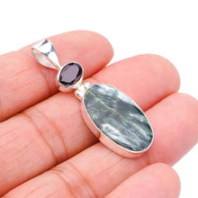 StarGems  Natural Seraphinite Garnet Handmade 925 Sterling Silver Pendant 1.75" F4672